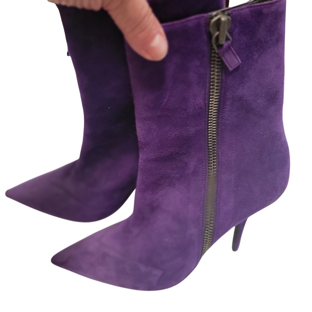 Edmundo Castillo Purple Suede Pointed Toe Stiletto Ankle Boots Made in Italy 38
